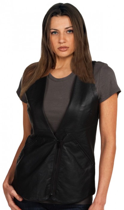 womens leather vest