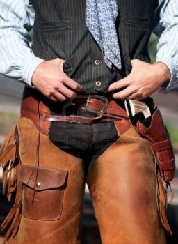 Chaps with leather belt