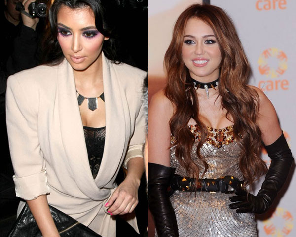 kim and miley leather neckpieces got popuplar