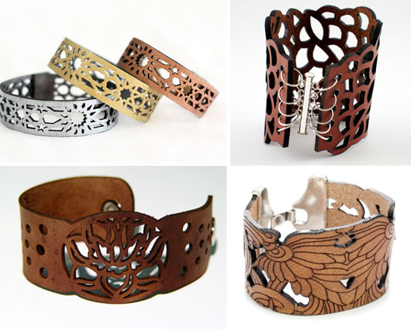 Laser cut leather bracelet