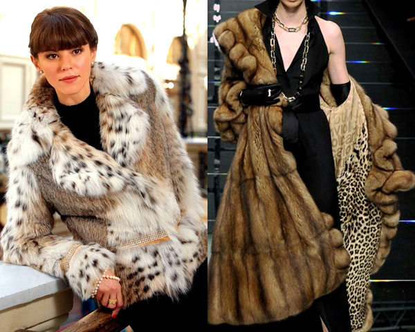 Fur coat with animal prints