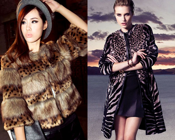 animal printed fur coat