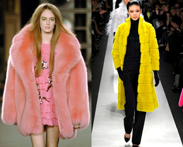 bright colors in fur coat