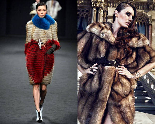different fur combination coat
