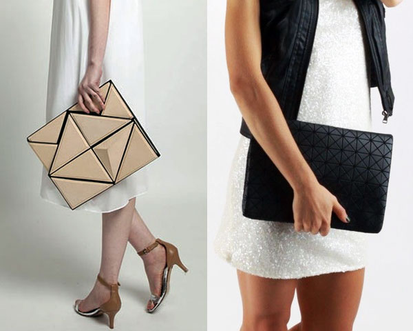 Oversized geometric pouch