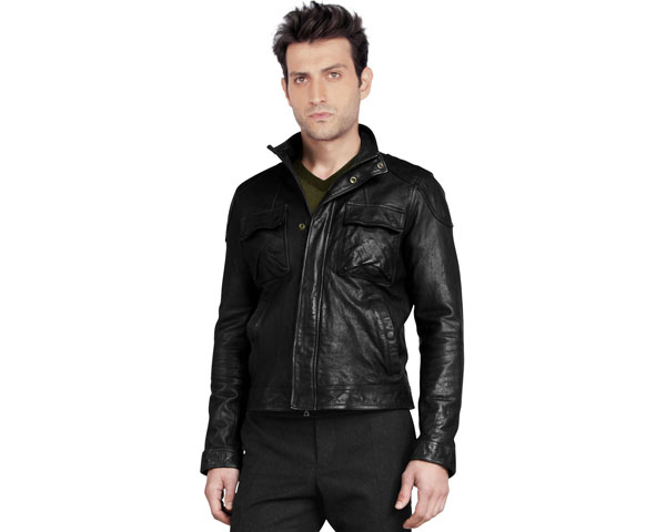 Moto Style Mens Leather Jacket