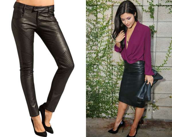 leather skirt and pant