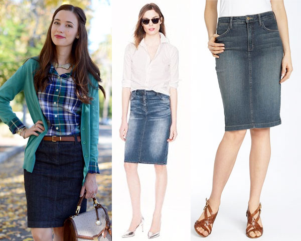 denim pencil skirt