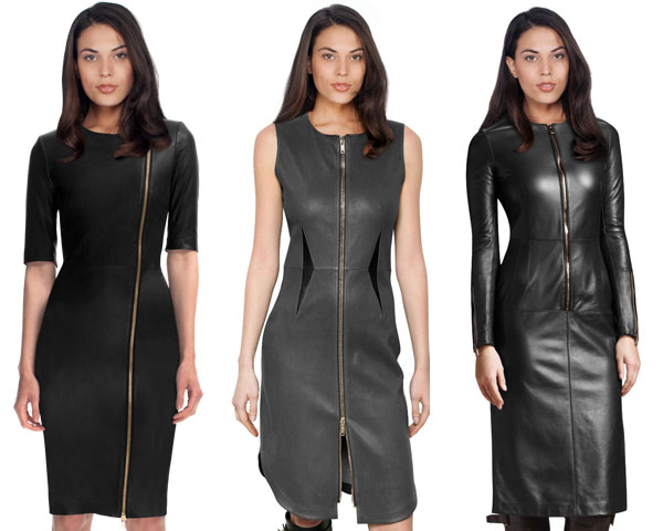 leather slim dress