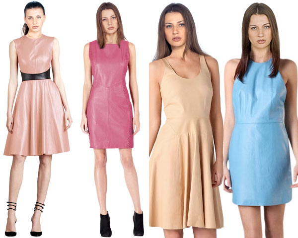 pastel colored leather dresses