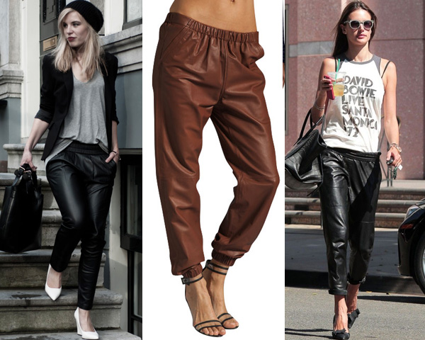 Leather baggy pants
