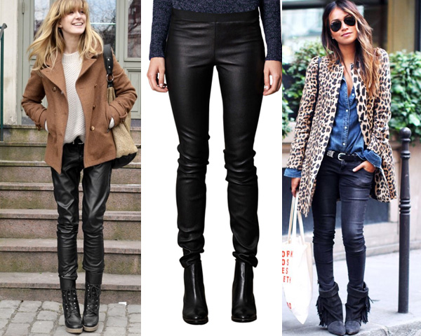 Leather casual pants